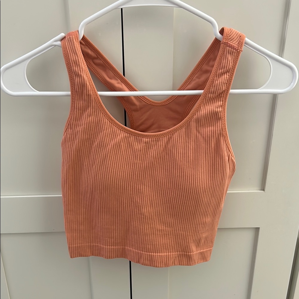Women's coral athletic Ribbed Tank Top